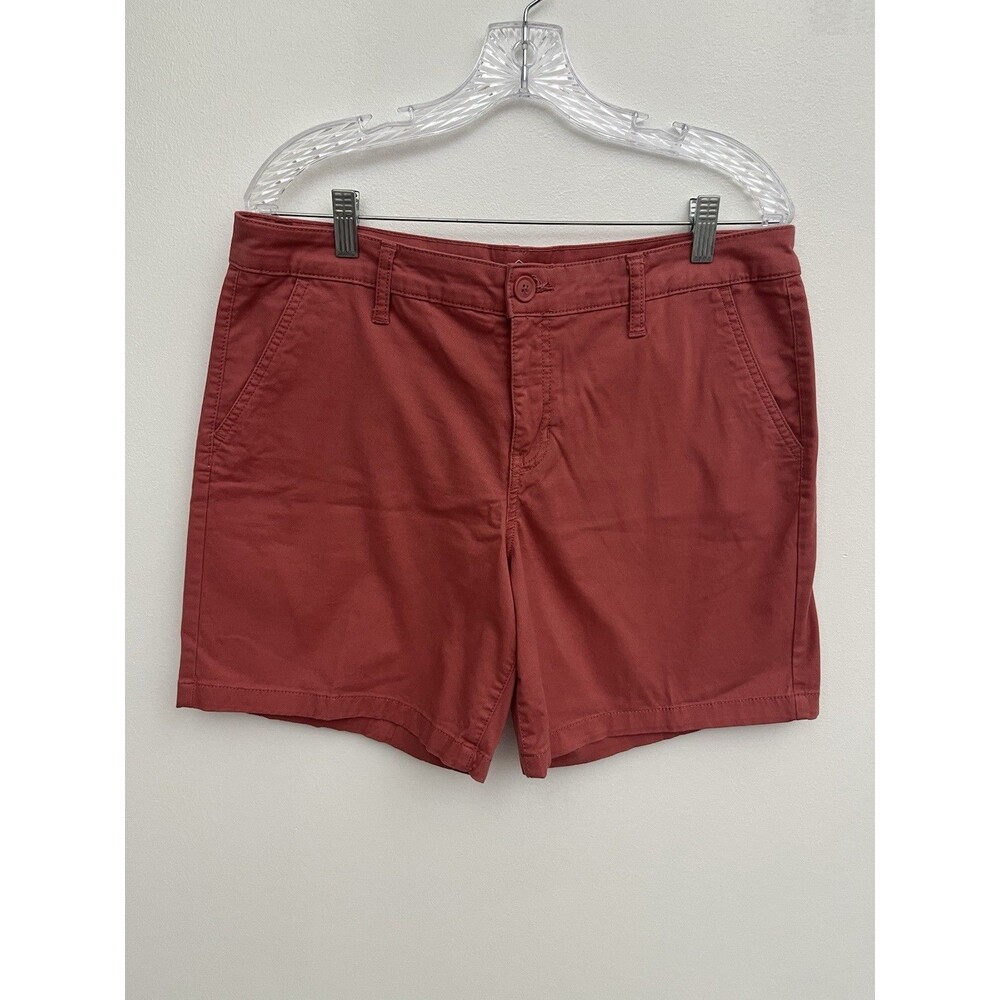 St John’s Bay Women’s Chino Short Size 12 Flat Front Pockets Button/ Zipper